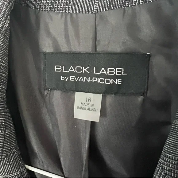 Evan Picone Glen Check Plaid Blazer Jacket 16 Womens Grey Office Career Business - Picture 4 of 11